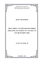 Phát triển văn hóa doanh nghiệp cho công ty cổ phần tư vấn đầu tư xây dựng kiến việt 