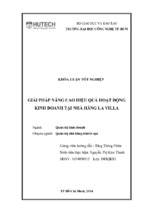 Giải pháp nâng cao hiệu quả hoạt động kinh doanh tại nhà hàng la villa