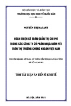 Hoàn thiện kế toán quản trị chi phí trong các công ty cổ phần nhựa niêm yết trên thị trường chứng khoán việt nam