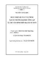 Hoàn thiện quản lý tài chính tại các trường đại học công lập tự chủ tài chính trên địa bàn tp. hcm