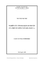 Ghiên cứu tính đa dạng di truyền của một số giống ngô (zea mays l.)