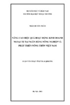 Luận văn thạc sĩ nâng cao hiệu quả hoạt động kinh doanh ngoại tệ tại ngân hàng nông nghiệp và phát triển nông thôn việt nam