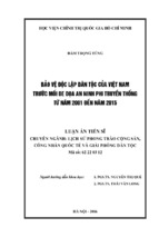 Bảo vệ độc lập dân tộc của việt nam trước mối đe dọa an ninh phi truyền thống từ năm 2001 đến năm 2015