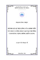 đánh giá sự hài lòng của sinh viên về chất lượng đào tạo tại trường cao đẳng cộng đồng kiên giang 