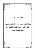 Nguồn nhân lực cho phát triển kinh tế   xã hội ở các huyện miền núi tỉnh thanh hóa