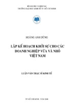 Lập kế hoạch khởi sự cho các doanh nghiệp vừa và nhở