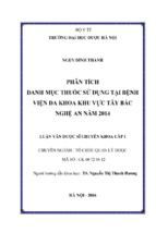 Phân tích danh mục thuốc sử dụng tại bệnh viện đa khoa khu vực tây bắc nghệ an năm 2014