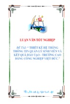 Luận văn tốt nghiệp thiết kế hệ thống quản lý sinh viên và kết quả đào tạo trường cao đẳng công nghiệp việt đức