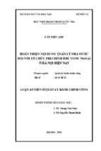 Luận án tiến sĩ quản lý hành chính công hoàn thiện nội dung quản lý nhà nước đối với tổ chức phi chính phủ nước ngoài ở hà nội hiện nay