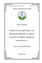 Nghiên cứu đặc điểm thực vật, thành phần hóa học và một số tác dụng in vitro của hành tây ( allium cepa l.)