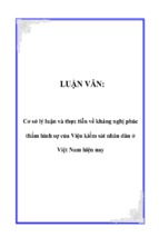 Cơ sở lý luận và thực tiễn về kháng nghị phúc thẩm hình sự của viện kiểm sát nhân dân ở việt nam hiện nay