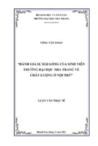 đánh giá sự hài lòng của sinh viên trường đại học nha trang về chất lượng ở nội trú