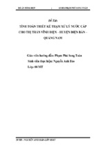 đồ án tổng hợp tính toán thiết kế trạm xử lý nước cấp cho thị trấn vĩnh điện – huyện điện bàn – quảng nam