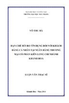 Hạn chế rủi ro tín dụng đối với khách hàng cá nhân tại ngân hàng thương mại cổ phần kiên long chi nhánh khánh hòa