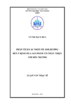 Phân tích các nhân tố ảnh hưởng đến ý định mua sản phẩm túi thân thiện với môi trườn