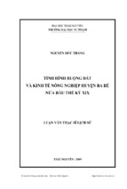 Tình hình ruộng đất và kinh tế nông nghiệp huyện ba bể nửa đầu thế kỷ xix