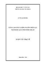 Nâng cao chất lượng nguồn nhân lực ngành du lịch tỉnh ninh thuận