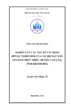 Nghiên cứu các yếu tố tác động đến sự nghèo đói của các hộ ngư dân ven đầm thủy triều, huyện cam lâm, tỉnh khánh hòa