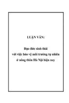 đạo đức sinh thái với việc bảo vệ môi trường tự nhiên ở nông thôn hà nội hiện nay