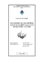 So sánh hiệu quả hai mô hình sản xuất lúa đơn và lúa cá ở huyện cờ đỏ tp cần thơ