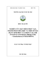 Nghiên cứu đặc điểm thực vật, thành phần hóa học và một số tác dụng sinh học của rong câu chỉ ( gracilaria tenuistipitata (zang et xia) gracilariaceae) ở hải phòng