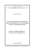 Quản lý rủi ro tín dụng tại ngân hàng thương mại cổ phần đầu tư và phát triển việt nam chi nhánh hải dương