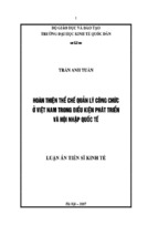 Hoàn thiện thể chế quản lý công chức ở việt nam trong điều kiện phát triển và hội nhập quốc tế