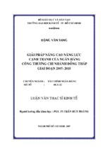 Giải pháp nâng cao năng lực cạnh tranh của ngân hàng công thương chi nhánh đồng tháp giai đoạn 2007   2015