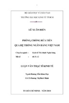 Hòng, chống rửa tiền qua hệ thống ngân hàng việt nam