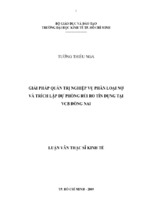 Giải pháp quản trị nghiệp vụ phân loại nợ và trích lập dự phòng rủi ro tín dụng tại vcb đồng nai