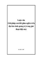 Giải pháp xoá đói giảm nghèo trên địa bàn tỉnh quảng trị trong giai đoạn hiện nay