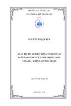 Quản trị rủi ro hoạt động tín dụng tại ngân hàng tmcp việt nam thịnh vượng (vpbank)   chi nhánh nha trang