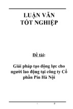 Giải pháp tạo động lực cho người lao động tại công ty cổ phần pin hà nội