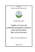 Khóa luận tốt nghiệp dược sĩ nghiên cứu bào chế liposome doxorubicin 2mg ml bằng phương pháp pha loãng ethanol