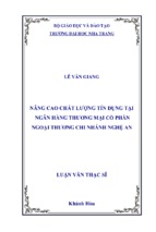 Nâng cao chất lượng tín dụng tại ngân hàng thương mại cổ phần ngoại thương chi nhánh nghệ an