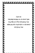 Giải pháp tín dụng của chi nhánh ngân hàng đầu tư & phát triển quảng nam nhằm góp phần chuyển dịch cơ cấu kinh tế tỉnh quảng nam