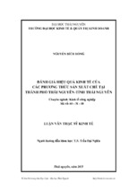 đánh giá hiệu quả kinh tế của các phương thức sản xuất chè tại thành phố thái nguyên tỉnh thái nguyên