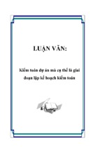 Kiểm toán dự án mà cụ thể là giai đoạn lập kế hoạch kiểm toán