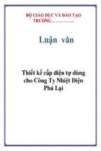 Thiết kế cấp điện tự dùng cho công ty nhiệt điện phả lại