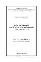 Phát triển kinh tế tại các làng nghề trên địa bàn tỉnh thái nguyên