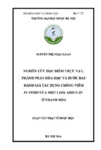 Nghiên cứu đặc điểm thực vật, thành phần hóa học và bước đầu đánh giá tác dụng chống viêm in vitro của một loài abrus sp. ở thanh hóa