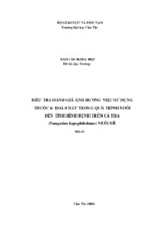 điều tra đánh giá ảnh hưởng việc sử dụng thuốc & hoá chất trong quá trình nuôi đến tình hình bệnh trên cá tra (pangasius hypophthalmus) nuôi bè