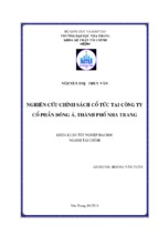 Nghiên cứu ảnh hưởng chính sách cổ tức tại công ty cổ phần đông á   nha trang