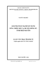 Giải pháp đẩy mạnh xây dựng nông thôn mới tại huyện đồng hỷ, tỉnh thái nguyên