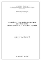 Giải pháp gia tăng nguồn vốn huy động đối với hệ thống ngân hàng đầu tư và phát triển