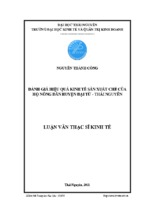 đánh giá hiệu quả kinh tế sản xuất chè của hộ nông dân trên địa bàn huyện đại từ tỉnh thái nguyên