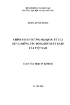 Chính sách thương mại quốc tế của eu và những tác động đến xuất khẩu của việt nam