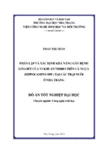 Phân lập và xác định khả năng gây bệnh lở loét của vi khuẩn vibrio trên cá ngựa (hippocampus spp.) tại các trại nuôi ở nha trang