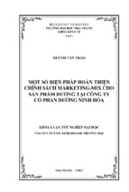 Một số biện pháp hoàn thiện chính sách marketing mix cho sản phẩm đường tại công ty cổ phần đường ninh hòa