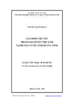 Giải pháp chủ yếu nhằm giải quyết việc làm tại huyện cô tô tỉnh quảng ninh